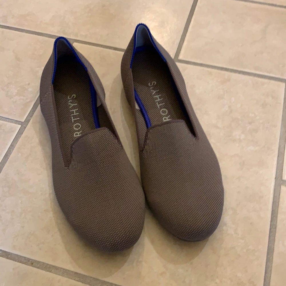 Rothy's Brown Loafers with Blue Accents